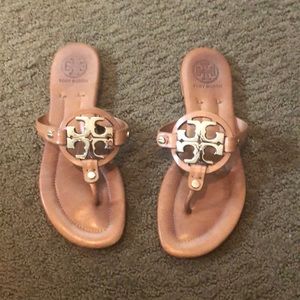Tory Burch Miller Flat Metal Logo Slide Sandal